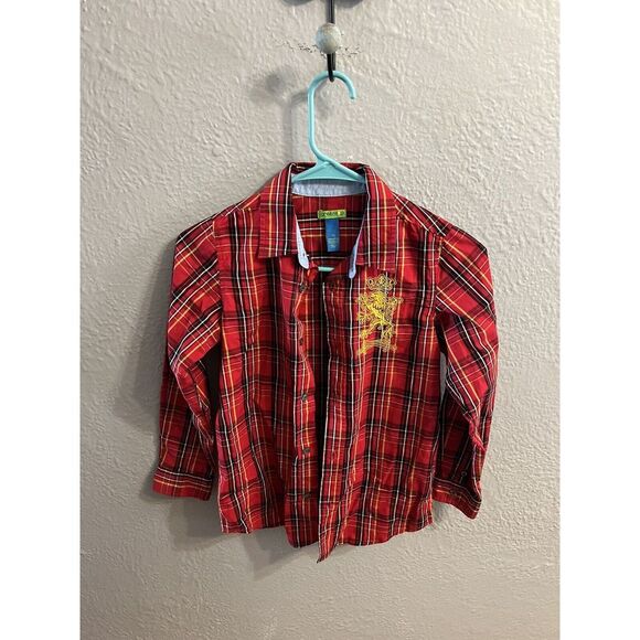 Green dog Girls Size 7X Red Plaid Button-Up Shirt Cotton - Picture 2 of 8
